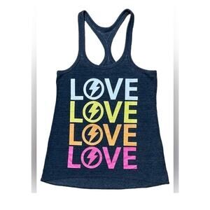 Chaser LOVE Thunder Bolt Gray RACERBACK TANK TOP EUC Size XS Summer